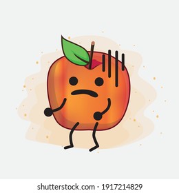 Vector Illustration of Honeycrisp Apple Character with cute face, simple hands and leg line art on Isolated Background. Flat cartoon doodle style.