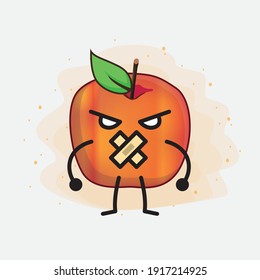 Vector Illustration of Honeycrisp Apple Character with cute face, simple hands and leg line art on Isolated Background. Flat cartoon doodle style.