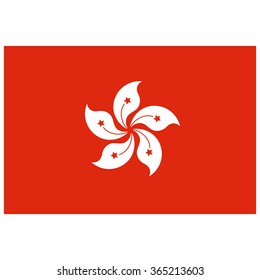 Vector illustration Hong Kong flag vector icon. Rectangular national flag of Hong-Kong. Hongkong flag button