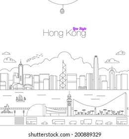 Vector illustration of Hong Kong Line Style