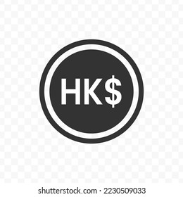 Vector illustration of Hongkong Dollar coin icon in dark color and transparent background(png).