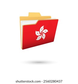 Vector illustration of Hongkong flag isolated in file folder on white background.