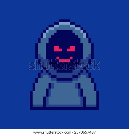 Vector Illustration of Hooded Villain with Pixel Art Design, perfect for game assets themed designs