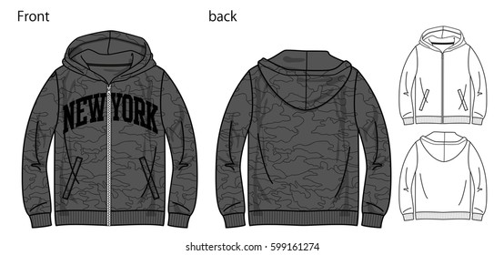 Vector illustration of hoodie shirts. Front and back views