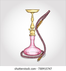 Vector illustration, hookah color sketch