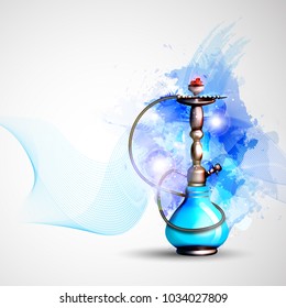 Vector illustration of a hookah concept, party, restaurant. A shiny hookah for smoking.