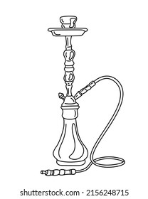 Vector illustration of a hookah in doodle style isolated on a white background.