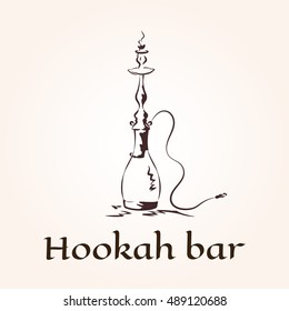 Vector illustration of hookah, logo template for club, lounge, bar or shop.