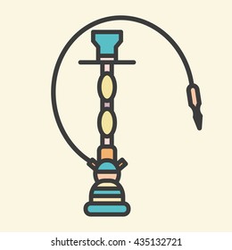 Vector illustration of hookah, pipes, Smoking, smoke, steam, rest, sketch, line, drawing on a light background, cup, logo, advertising