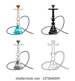Vector illustration of hookah and shisha  logo. Collection of hookah and accessory stock symbol for web.