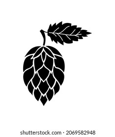 vector illustration of hop with leaves icon on white background