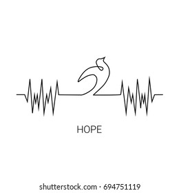 Vector illustration. Hope. One Line.