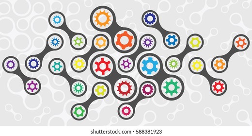 vector illustration of  horizontal banner with abstract mechanism concept 