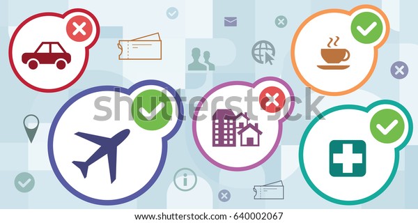 vector illustration of\
horizontal banner with booking options for online services and\
reservation 