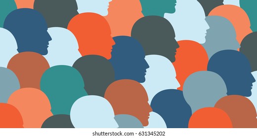 vector illustration of horizontal banner with people silhouettes