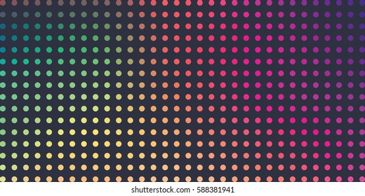 vector illustration of horizontal banner with rainbow spectrum dots geometric pattern on dark blue background