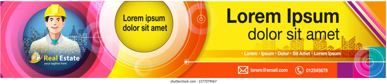 Vector illustration, horizontal banner template for property businesses.