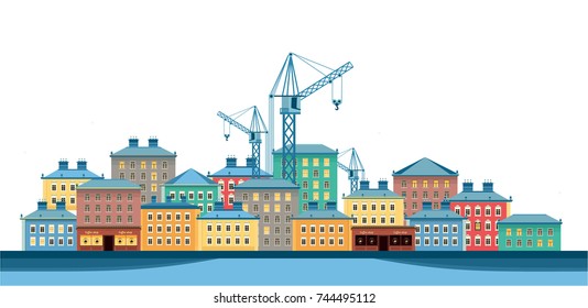 vector illustration of a horizontal city on a white background