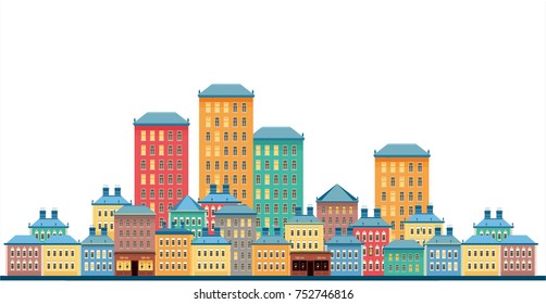 vector illustration of a horizontal city on a white background
