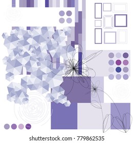 vector illustration for horizontal contemporary art concept and design items background in violet color scheme