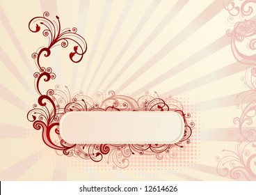 Vector illustration of horizontal floral frame for greeting card