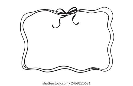 Ilustración vectorial de un marco Horizontal con arco en un estilo de moda para invitaciones a una boda, fiesta, tarjeta. Estilo lineal, dibujos animados, garabato