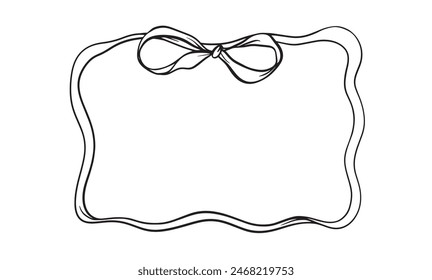 Vektorillustration eines Horizontalen Rahmens in einem trendigen Stil für Einladungen zu einer Hochzeit, Party, Karte. Linearer Stil, Cartoon, Doodle