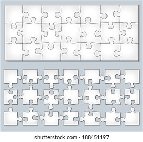 Vector illustration of horizontal jigsaw puzzle with separate elements