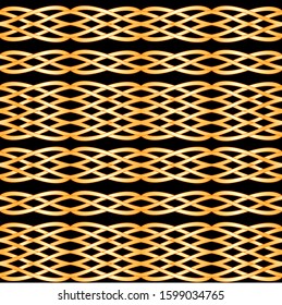 Vector illustration horizontal lace seamless background weaving of gold threads
