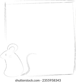 Vector illustration of a horizontal mouse with blank space, drawn with a simple touch and a frame