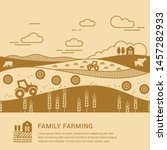 Vector illustration - horizontal seamless pattern family farm with a place for text and logo in two color. Text can also be removed.