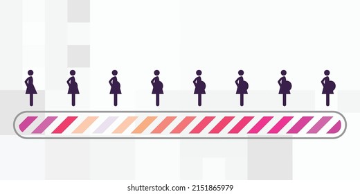 vector illustration of hormonal cycles and calendar for pregnancy loading bar schedule timing
