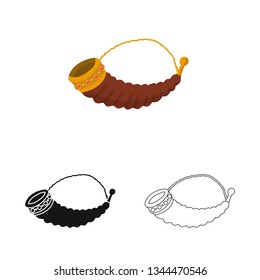 Vector illustration of horn and Georgian symbol. Collection of horn and ancient vector icon for stock.