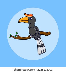 Vector illustration of a hornbill cartoon 