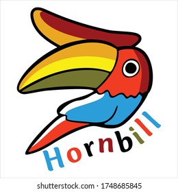 vector illustration of hornbill's head, for logos, symbols and icons.