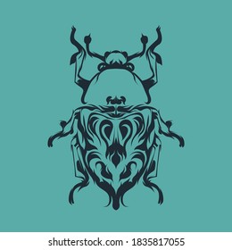 vector illustration of horned beetles