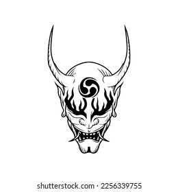 vector illustration of a horned samurai