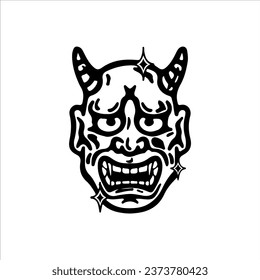 vector illustration of horned samurai