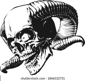 Vector illustration of Horned Skull