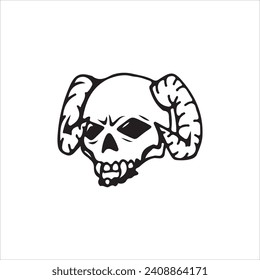 vector illustration of horned skull