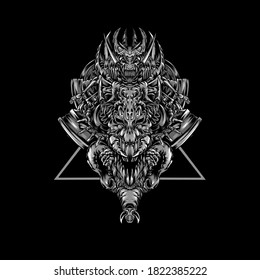 vector illustration of horned venom monster and skull Perfect for tshirts and other designs