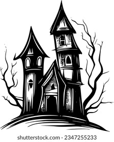 Vector illustration of horror castle cartoon