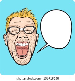 Vector illustration horror man face and speech bubble  Easy  edit layered vector EPS10 file scalable to any size without quality loss  High resolution raster JPG file is included  