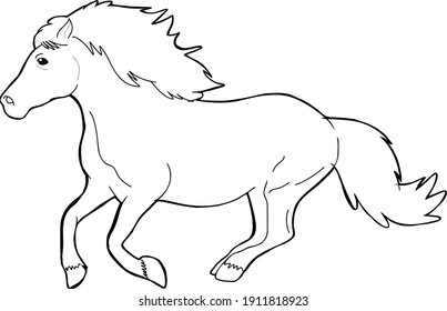 Ilustración vectorial de un caballo en blanco y negro