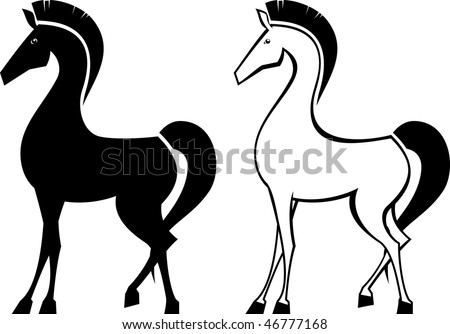 Vector Illustration Horse Black White Stock Vector (Royalty Free