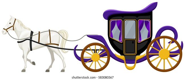 Vector illustration of a horse and carriage.