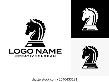 Vector illustration of horse chess icon logo.