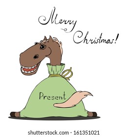 vector illustration of a horse for Christmas