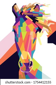 Vector illustration of a Horse. Colorful pop art of horse