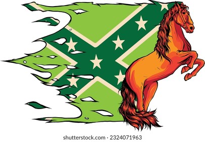 vector Illustration of a horse with confederate flag